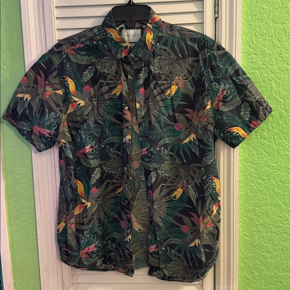 Tropical Print Button Down Shirt